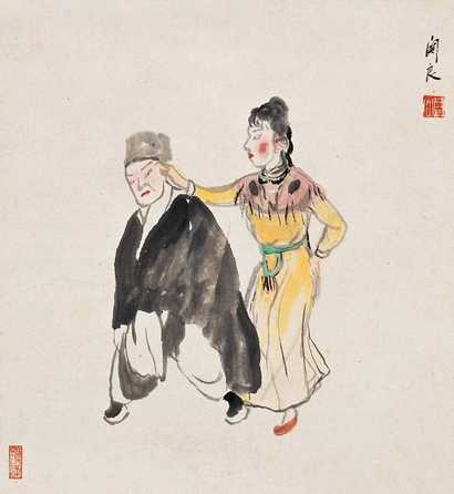 关良 戏曲人物 立轴